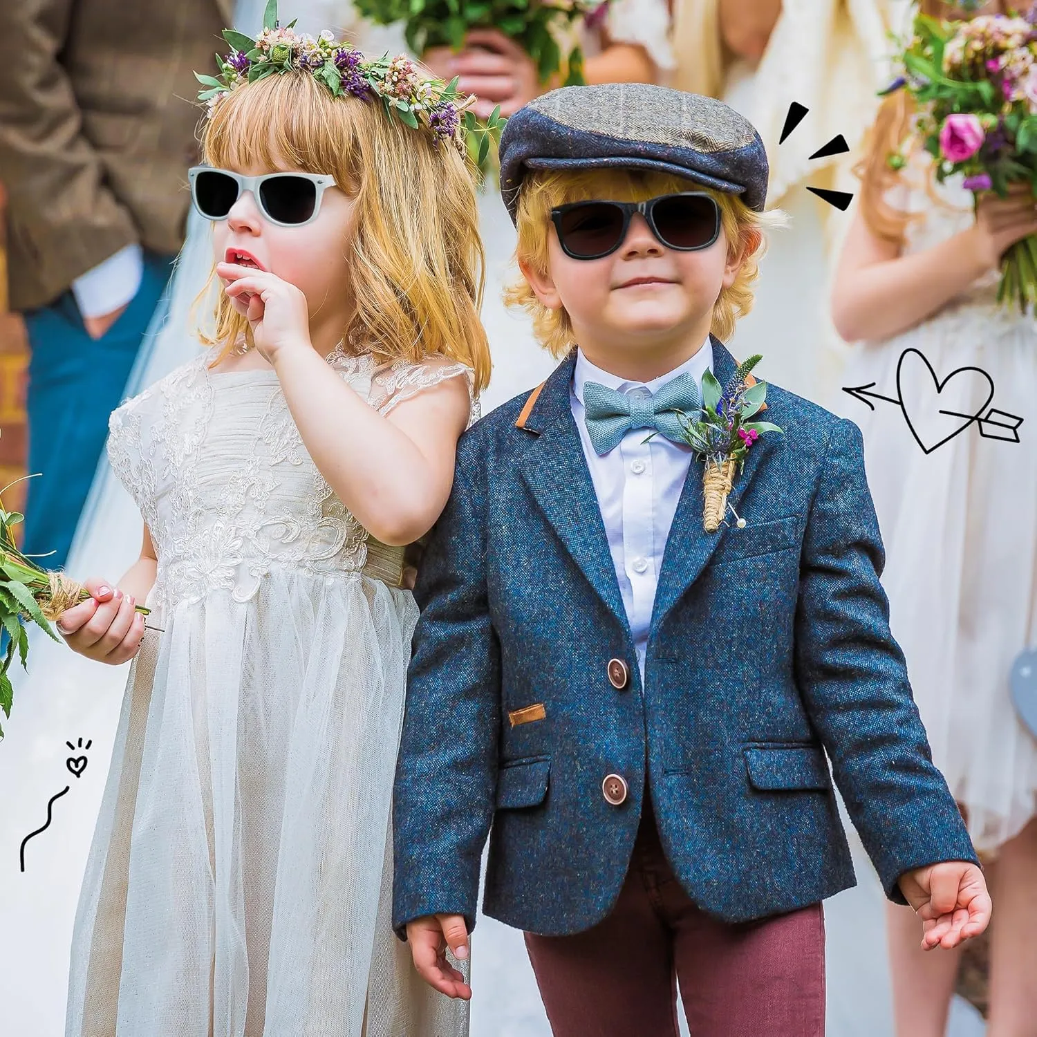 The Crafty Engineer Ring Bearer & Flower Girl Proposal Gifts - Chic Sunglasses for Little Boys & Girls, Perfect Ring Bearer (Black (Ring Security))