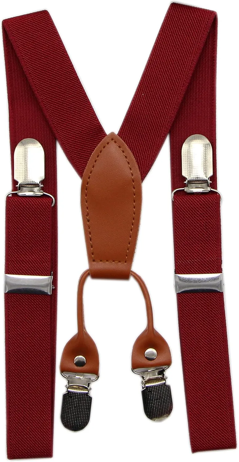 Toddler Kids 4 Clips Adjustable Suspenders and Matching Bow Tie Set