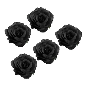 VICASKY 5pcs Black Rose Hair Clip Brooch Elegant Funeral Accessory for Dresses Coats and Sweaters Versatile Floral Decoration for Special Occasions