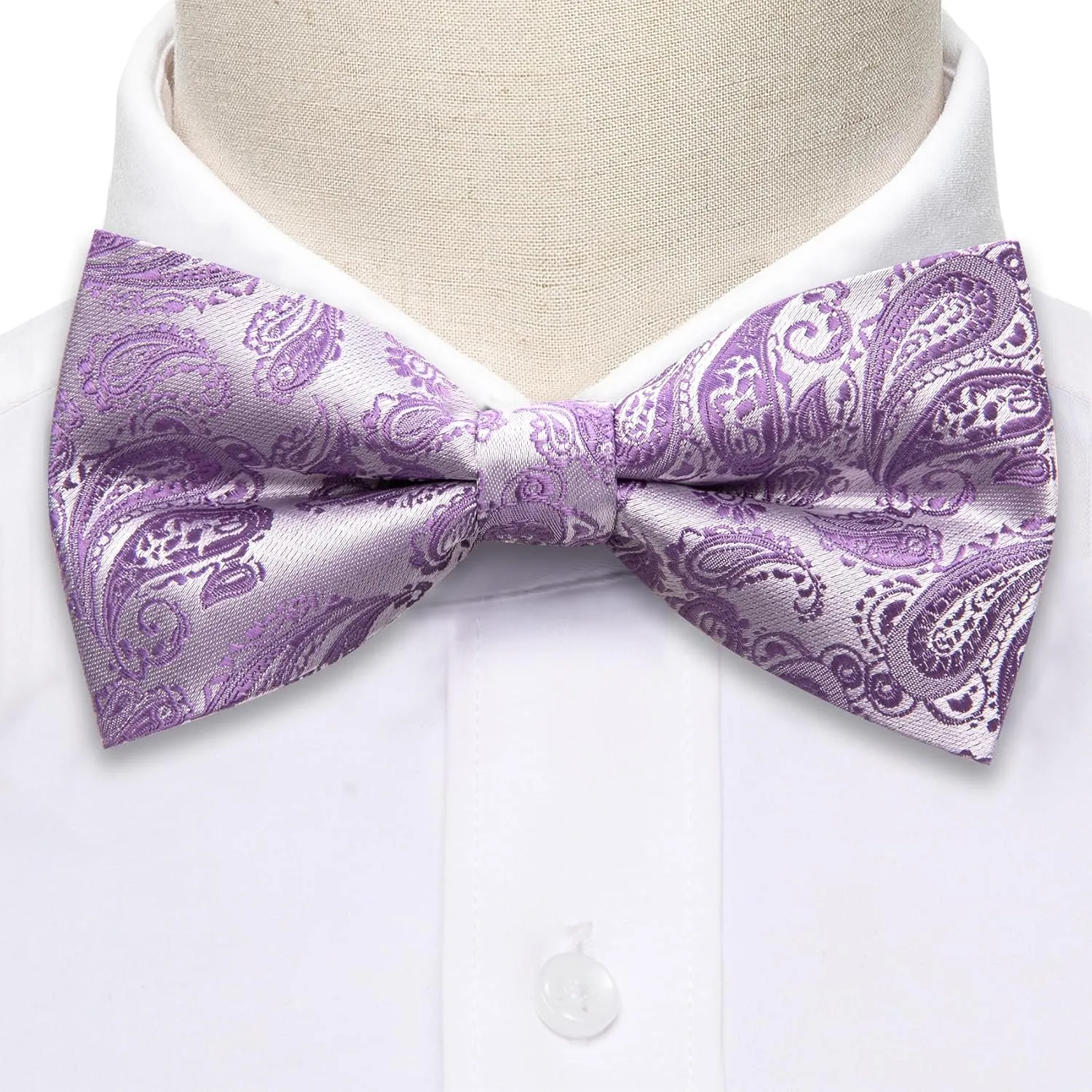 YOHOWA Paisley Striped Men Bow Tie Pre-Tied Formal Adjustable Colorful Bowties Handkerchief Cufflinks Set Wedding Party