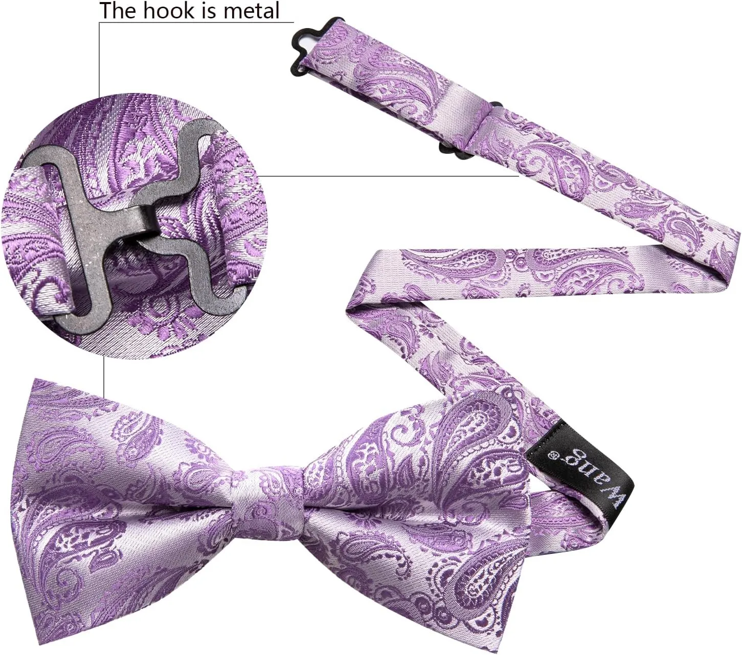 YOHOWA Paisley Striped Men Bow Tie Pre-Tied Formal Adjustable Colorful Bowties Handkerchief Cufflinks Set Wedding Party